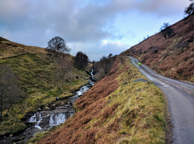 Climbing out on a road ride from Lake Vyrnwy