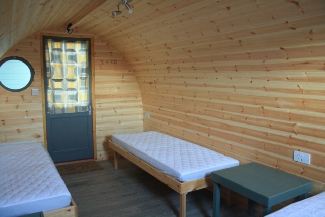 Interior of glamping pod in North Wales